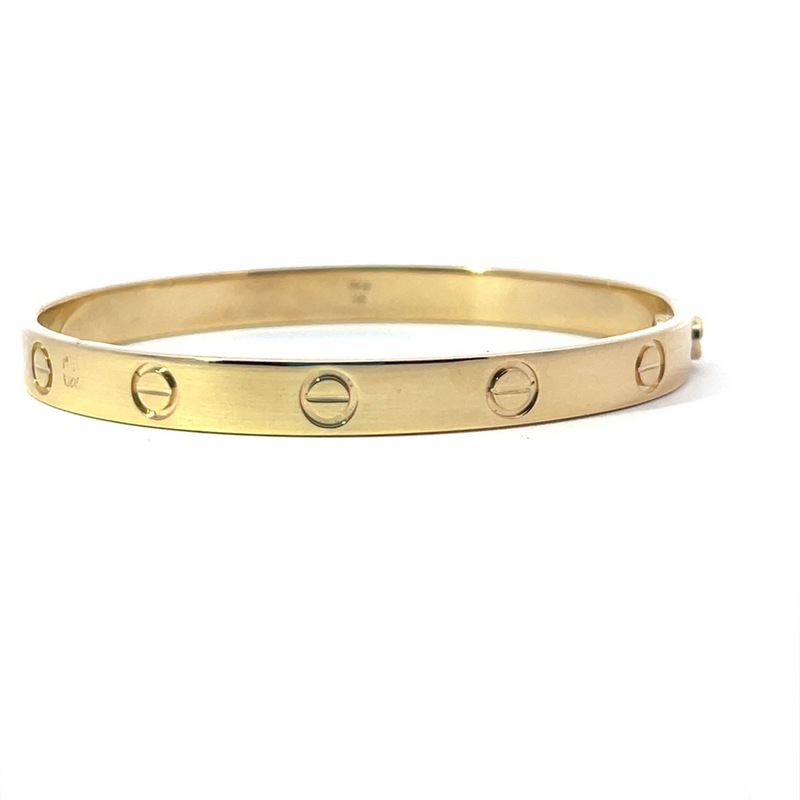 Yellow 14 Karat Gold Screw Design Bangle Bracelet