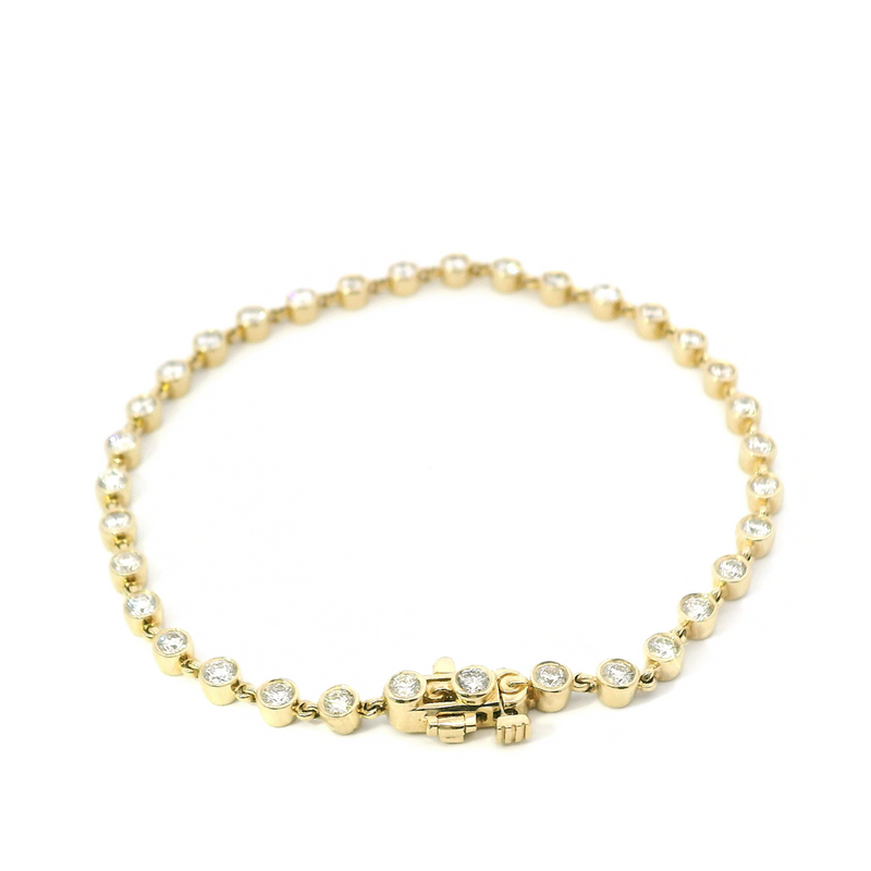 Sophisticated & Timeless Diamond Bracelets 14K Gold Yellow Bezel Diamond Tennis Bracelet - 2.0 CTW, Size 7 Inch