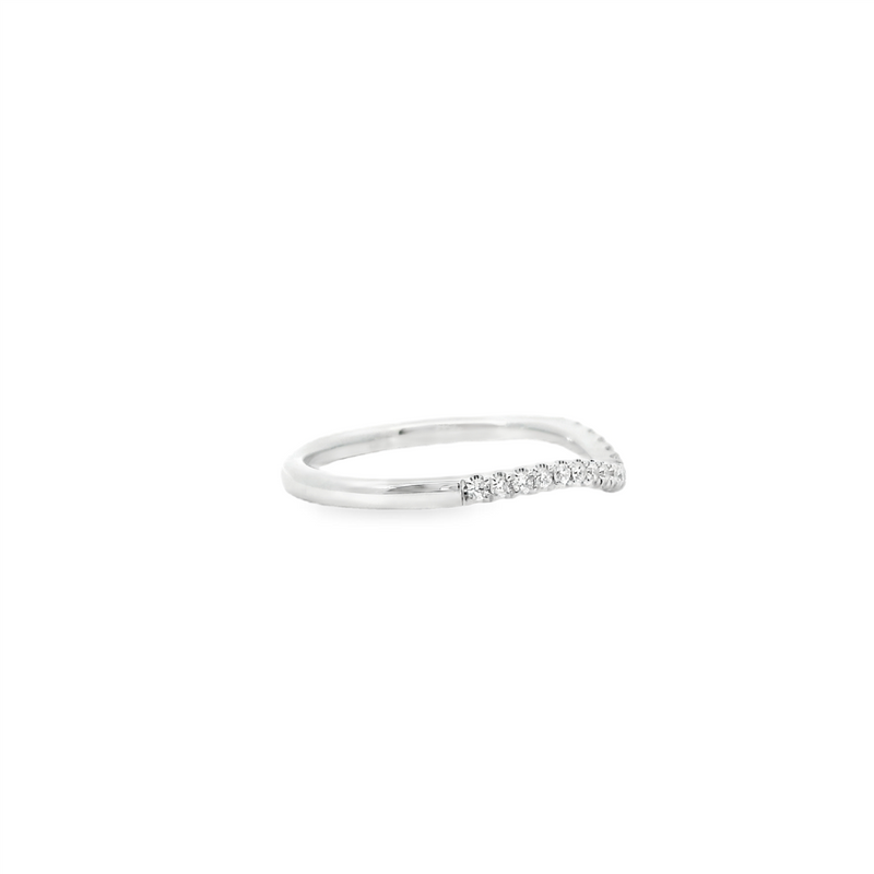 Elegant Diamond Bands 14K Gold White Contoured 0.15 Carats Diamond Anniversary Band