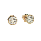 Classic & Contemporary 14K Yellow Gold 3.01 Carats Lab-Grown Bezel Diamond Stud Earrings