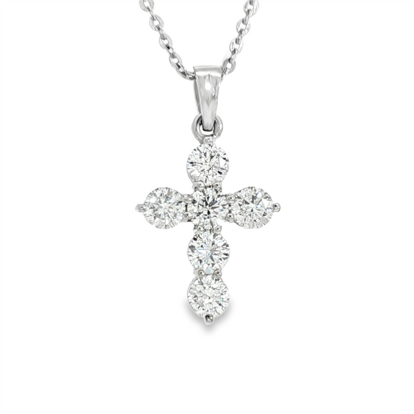 Elegant Diamond Necklaces & Pendants 18K White Gold 1.0 Carats Diamond Medium Cross Pendant