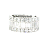 Elegant & Trendy 18K Gold White 2.93 Carats Baguette & Round Diamond Accented Cigar Style Dinner Ring