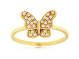 Elegant & Trendy 14K Yellow Gold 0.13 Carats Diamond Butterfly Ring