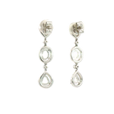 Classic & Contemporary 18K White Gold 4.24 Carats Rose Cut Diamond Dangle Earrings