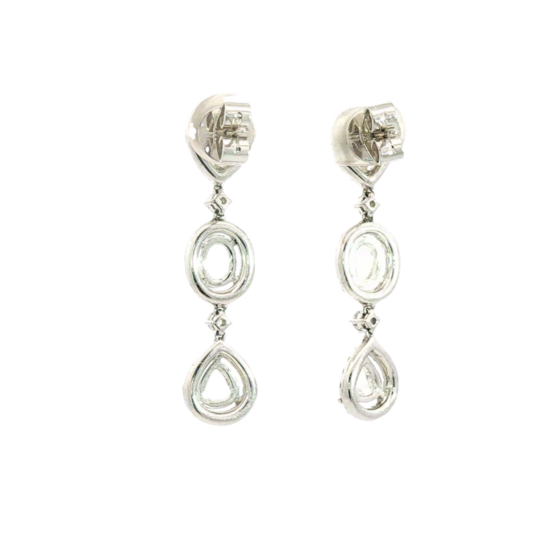 Classic & Contemporary 18K White Gold 4.24 Carats Rose Cut Diamond Dangle Earrings