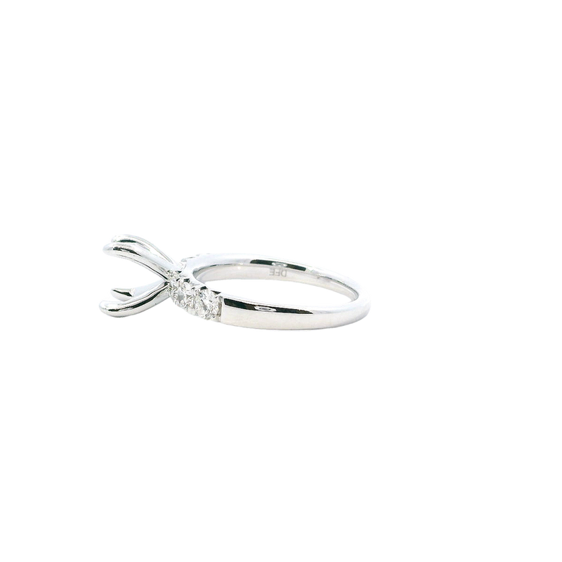 14K White Gold Diamond Semi-Mount Ring, 8MM Round Center, 0.34ctw Accents