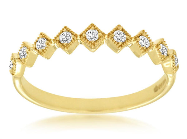 Yellow 14 Karat Gold 0.15 Carats Diamond Vintage Style Band