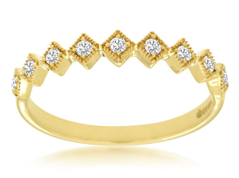 Yellow 14 Karat Gold 0.15 Carats Diamond Vintage Style Band