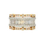 Elegant & Trendy 18K Yellow & White Gold Baguette & Round Cut 1.50 Carats Diamond Ring