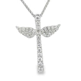 Elegant Diamond Necklaces & Pendants 18K White Gold 0.48 Carats Diamond Angel Inspired Cross Pendant