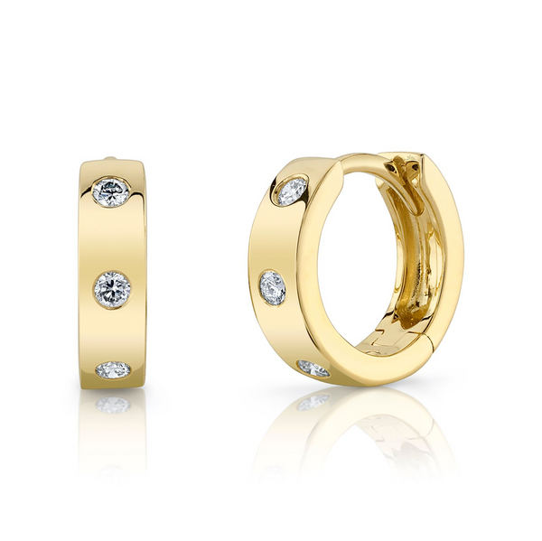 Classic & Contemporary 14K Gold Yellow 0.11 Carats Diamond Huggie Earrings