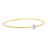 Sophisticated & Timeless Diamond Bracelets 14K Gold Yellow & White Titanium Quatrefoil Flexible Bangle Bracelet - 0.1 CTW, Size 6.75 Inch