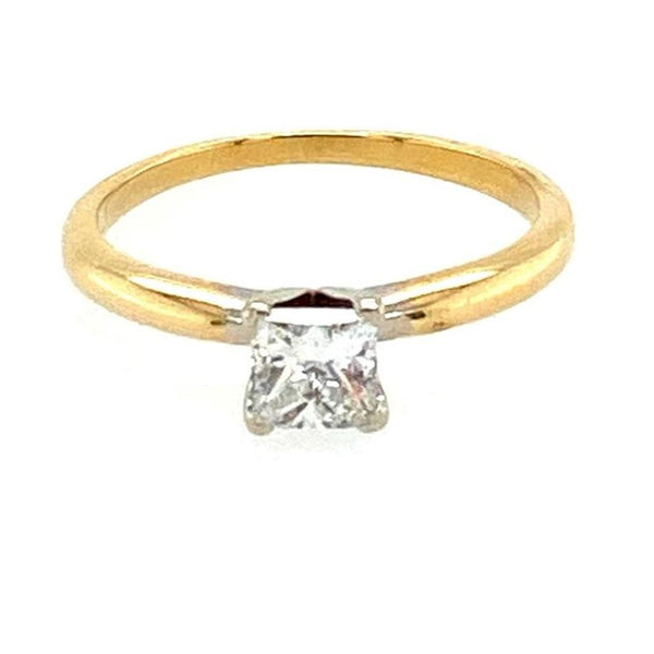 14K Two-Tone Gold 0.50ct Princess Cut Solitaire Engagement Ring