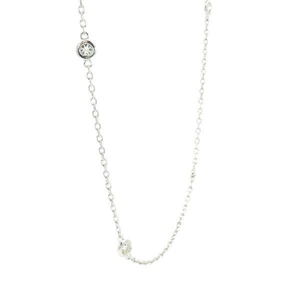 Elegant Diamond Necklaces 14K White Gold 0.56 Carats Diamond Station Necklace - 18 Inch