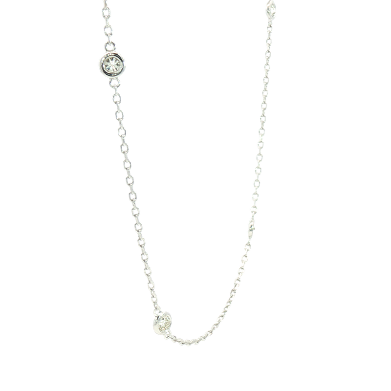 Elegant Diamond Necklaces 14K White Gold 0.56 Carats Diamond Station Necklace - 18 Inch