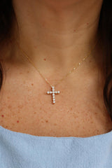 Vibrant 14K Yellow Gold 0.83 Carats Diamond Cross Pendant