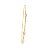 Sophisticated & Timeless Diamond Bracelets 14K Gold Yellow & Tiotanium 0.21 Carats Diamond & Milgrain Flexible Bangle Bracelet - 0.21 CTW, Size 6.75 Inch