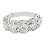 Elegant & Trendy 18K White Gold 5 Stone Blended Halo 2.15 Carats Diamond Band