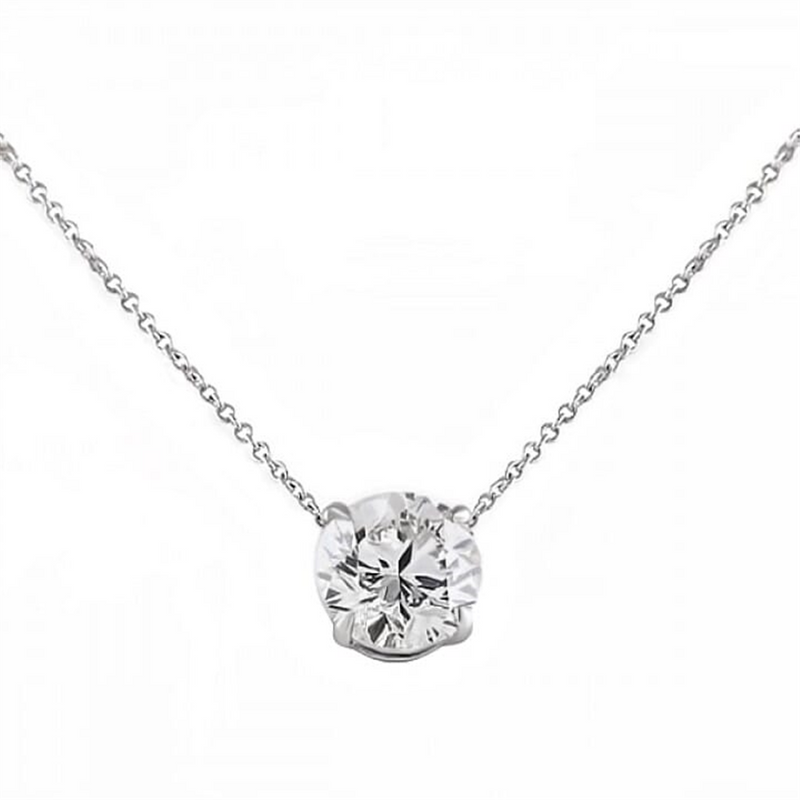 White 14 Karat Gold 0.73 Carats Diamond Solitaire Necklace