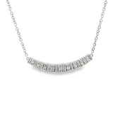 Elegant Diamond Necklaces 18K White Gold Baguette & Round Cut 0.92 Carats Diamond Curved Bar Necklace - 18 Inch