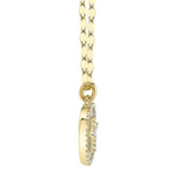 Vibrant Colored Stone Necklaces 14K Yellow Gold 0.95 Carats Mother Of Pearl & 0.11 Carats Diamond Halo & Cross Necklace, 18 Inch