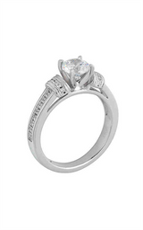 Sterling Silver White Accented Round Cubic Zirconium Engagement Ring - CTW Diamond