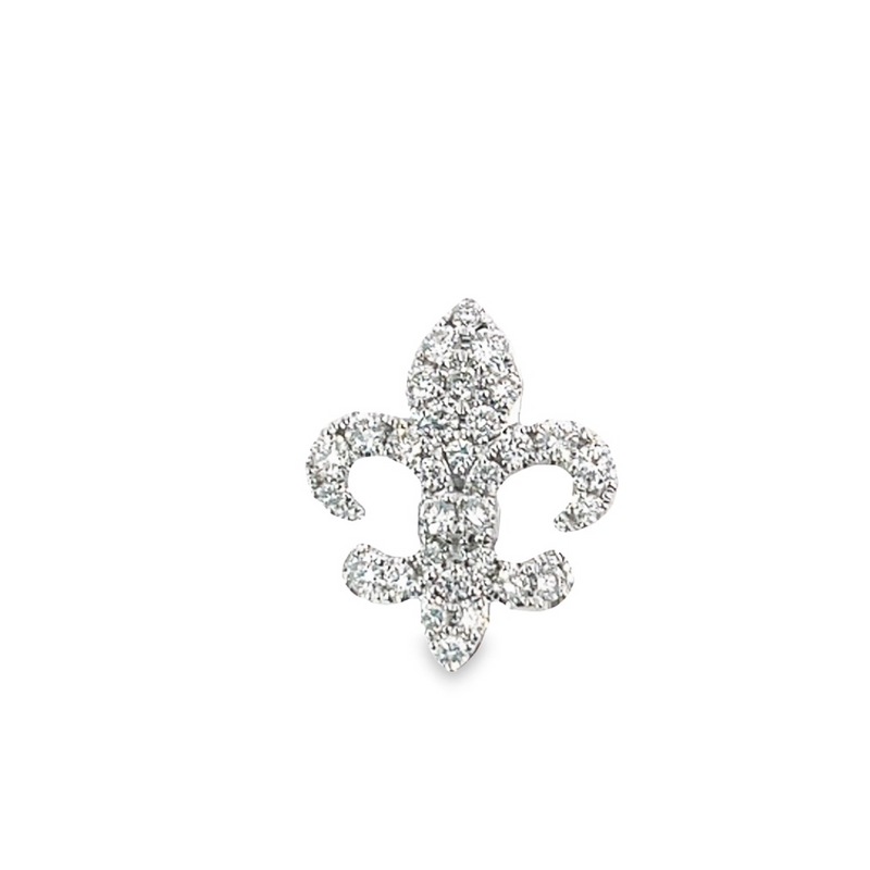 White 14 Karat Gold 0.48 Carats Fleur-de-lis Diamond Pendant