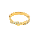 Elegant Diamond Bands 18K Yellow Gold 0.26 Carats Diamond Stackable Twist Band