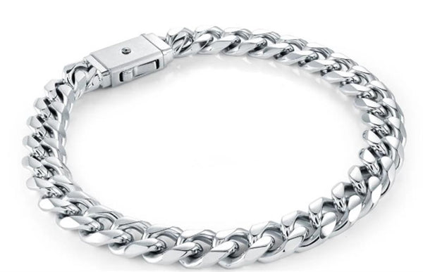 Bold & Stylish Alternative Metal Bracelets Stainless Steel 8MM Curb Link Bracelet, 8.5 Inch