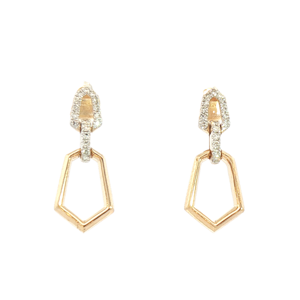Classic & Contemporary 14K Gold Two-Toned 0.12 Carats Diamond Dangle Earrings