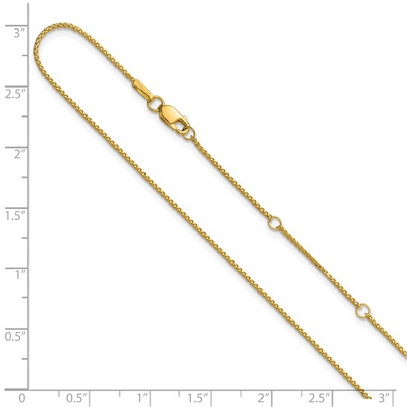 Elegant & Durable Designs 10K Gold Yellow 1.0mm Diamond Cut Wheat Chain, 18 Inch Adjustable