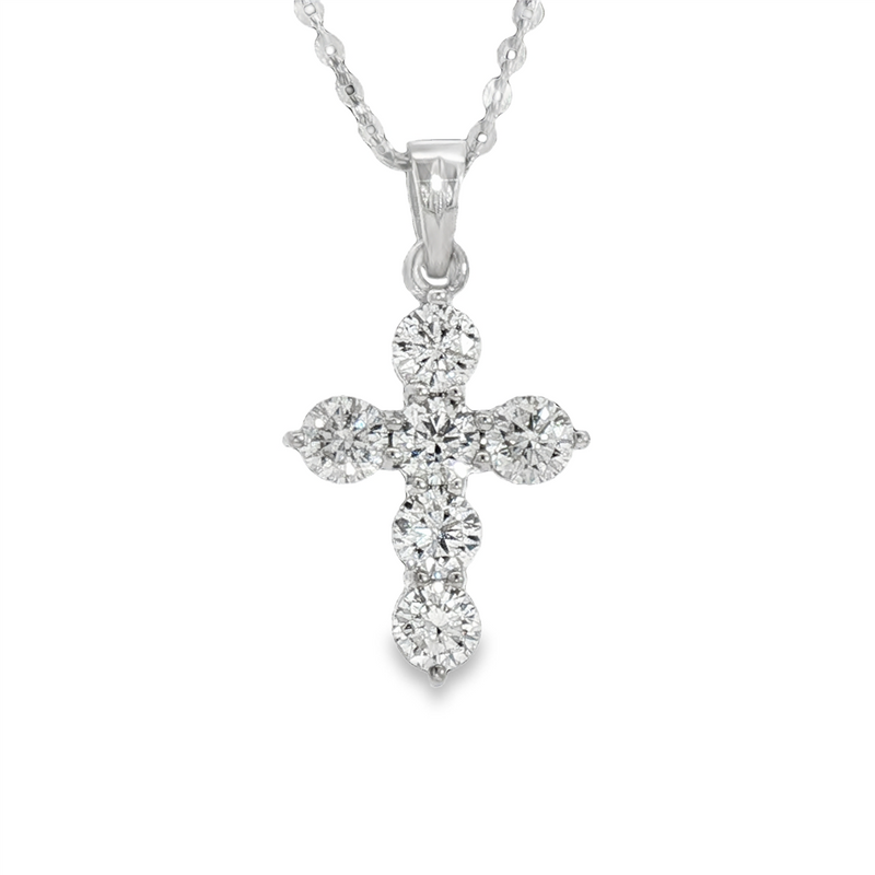 Elegant Diamond Necklaces & Pendants 18K White Gold 1.0 Carats Diamond Medium Cross Pendant
