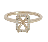 MPJ Exclusive14K Yellow Gold 0.13 Carats Diamond Halo Semi Mount Ring For a 7 x 5 MM Radiant Cut Center