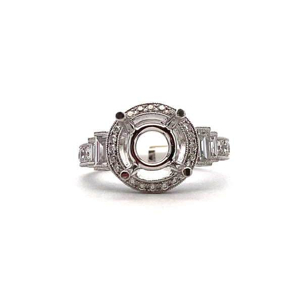 White 18 Karat Gold 1.26 Carats Diamond Vintage Inspired Round Engagement Ring