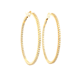 Classic & Contemporary 18K Yellow Gold 1.39 Carats Diamond 41.2 MM Inside Out Hoop Earrings