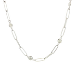 Elegant Diamond Necklaces 14K White Gold 0.98 Carats Diamond Station Necklace - 18 Inch