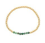 Elegant & Eye Catching Emerald & Yellow Gold Filled Bead Bracelet - 7 Inch