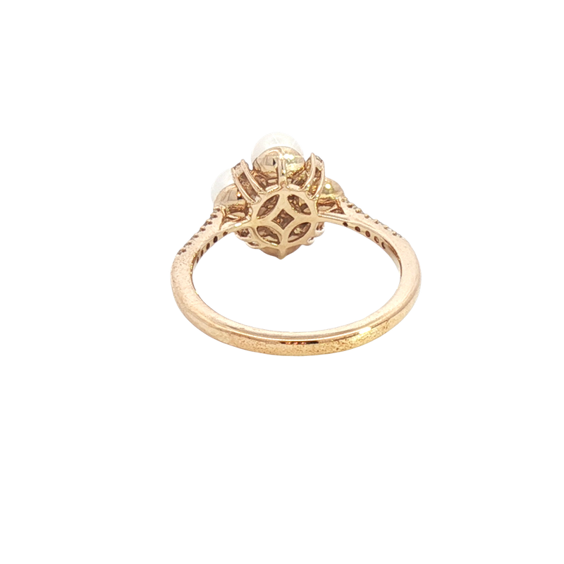 Elegant Pearl Rings Classic & Timeless Designs - 10K Yellow Gold Cultured Pearls & 0.15 Carats Diamond Ring