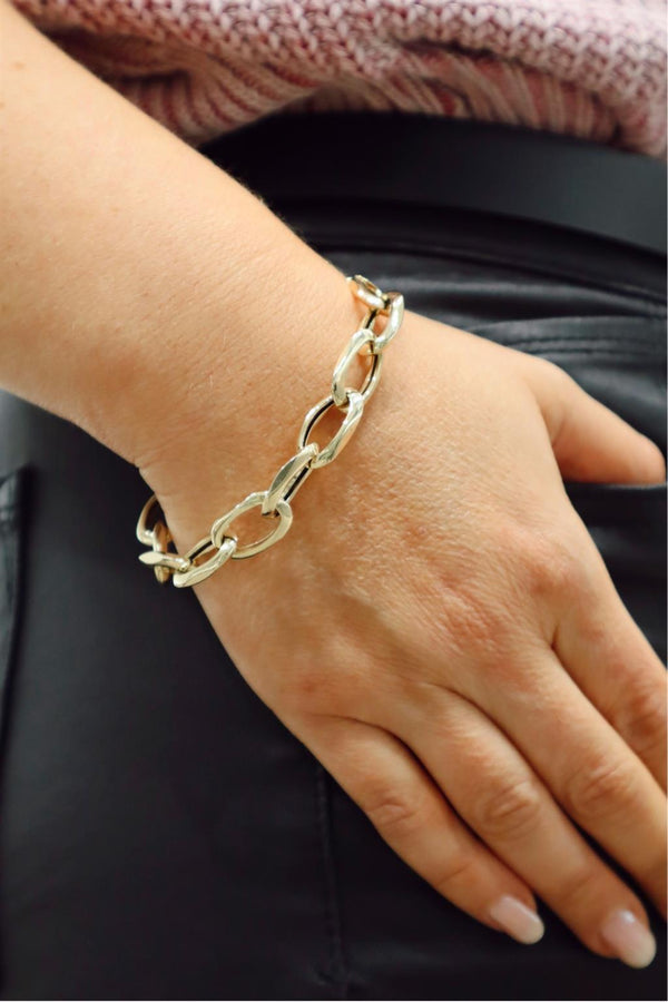 Elegant Precious Metal Brcelet 14K Gold Yellow Polished Oval Link Bracelet, 7.5 Inch