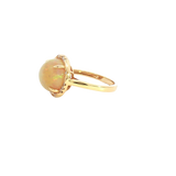 Bold & Elegant 18K Yellow Gold  Cabochon Cut 4.24 Carats Opal & 0.11 Carats Diamond Halo Ring