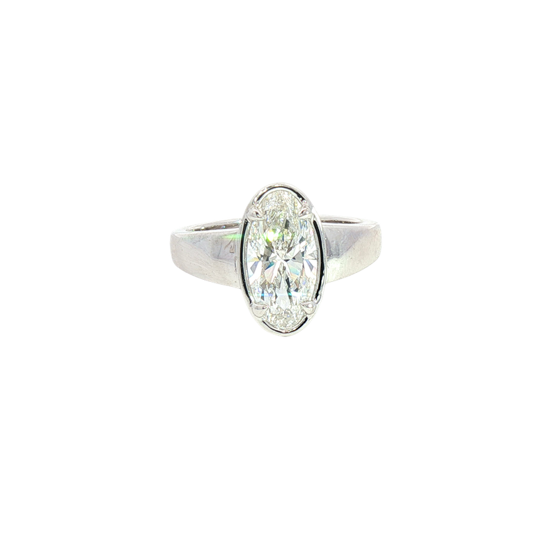 14K White Gold Oval Cut 2.14 Carats Lab Grown Diamond Solitaire Ring