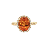 Bold & Elegant 14K Gold Yellow Halo Color Stone Oval Citrine & Diamond Fashion Ring - Citrine 2.42 Carats & Diamond 0.15 Carats