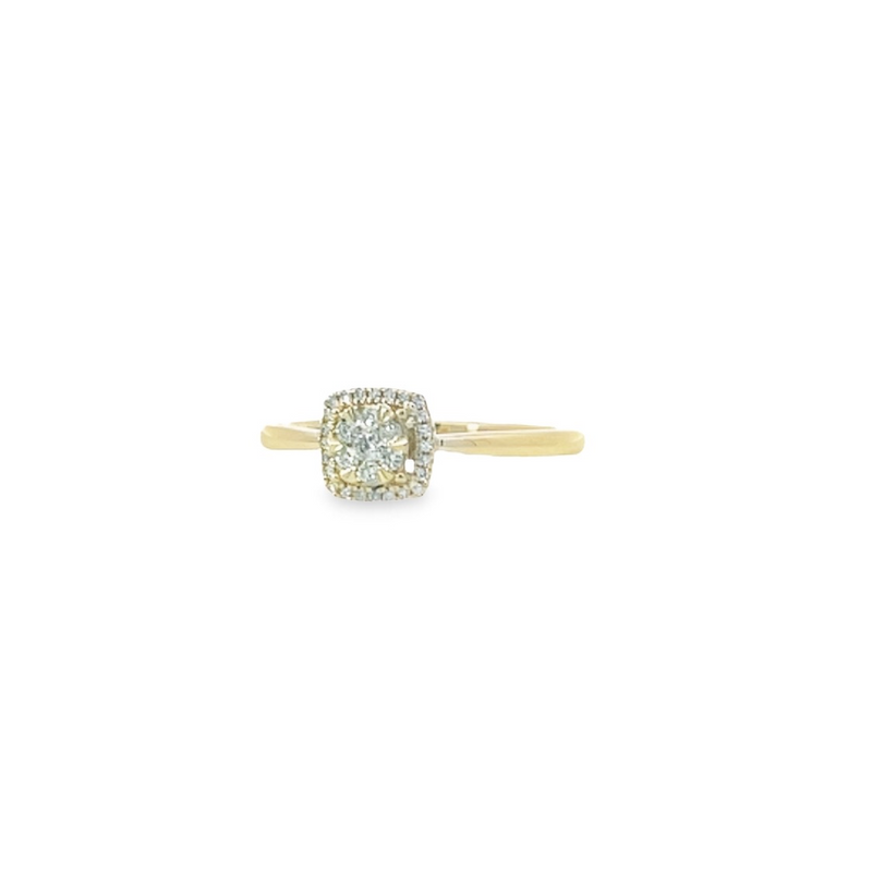 Yellow 10 Karat Gold 1/6 Carats Diamond Halo Engagement Ring