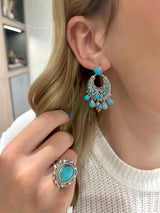Vibrant Color Stone Sterling Silver Sleeping BeautyTurquoise Dangle Earrings