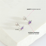 Sterling Silver Sparkle Star Opal Earrings With Screw Backs