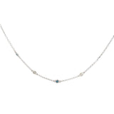 Elegant Diamond Necklaces 14K Gold White 0.35 Carats Blue Diamond & 0.36 Carats White Diamond Station Necklace - 20 Inch