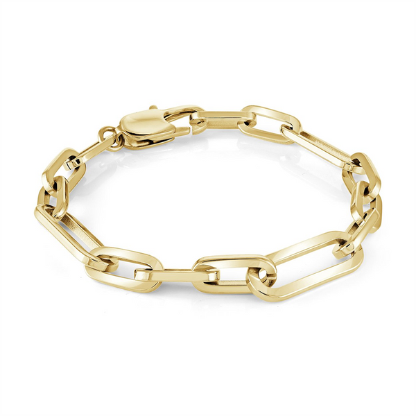 Bold & Stylish Alternative Metal Bracelets Yellow Stainless Steel Figaro Link Bracelet, 7.25 Inch
