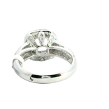 Elegant Diamond Mountings 18K White Gold 6.9mm Square Diamond Halo Semi Mount Ring - 1.52 Carats Baguette & Round Diamond