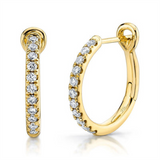 Classic & Contemporary 14K Yellow Gold 0.26 Carats Diamond Medium Hoop Earrings
