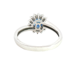 Bold & Elegant 14K White Gold Oval Cut 1.16 Carats Blue Sapphire & 0.23 Carats Diamond Halo Ring